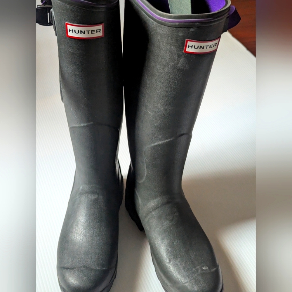 Knee High Rain Boots, Black